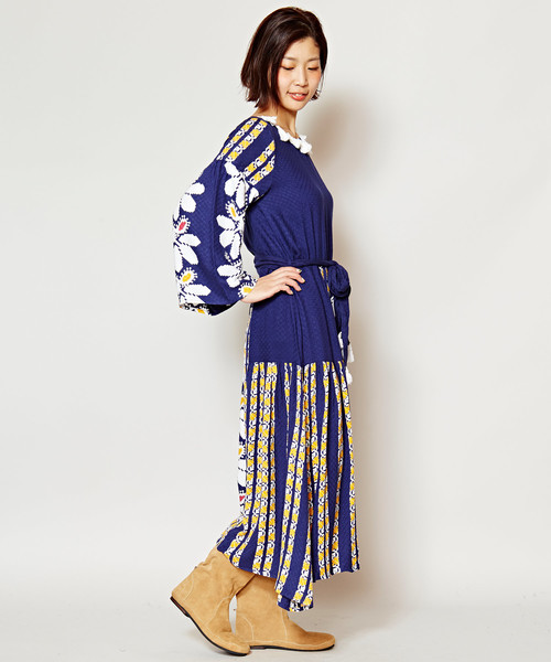 チャイハネ（チャイハネ）の「【チャイハネ】チロリアンプリントワンピース（ワンピース・レディース・ブルー/レッド/ホワイト/イエロー・FREE）」の6枚目の写真