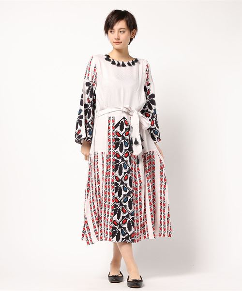 チャイハネ（チャイハネ）の「【チャイハネ】チロリアンプリントワンピース（ワンピース・レディース・ブルー/レッド/ホワイト/イエロー・FREE）」の5枚目の写真