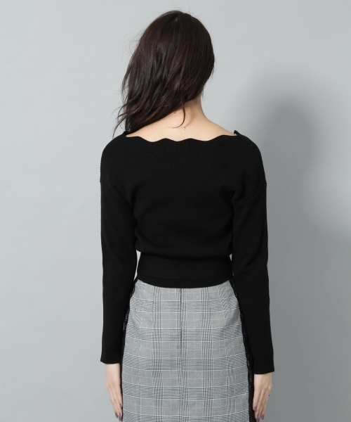 Andemiu（アンデミュウ）の「スカラップリボンベルトニット778546（ニット/セーター・レディース・ネイビー/ブラック/ピンク/オフホワイト/マスタード・FREE）」の12枚目の写真