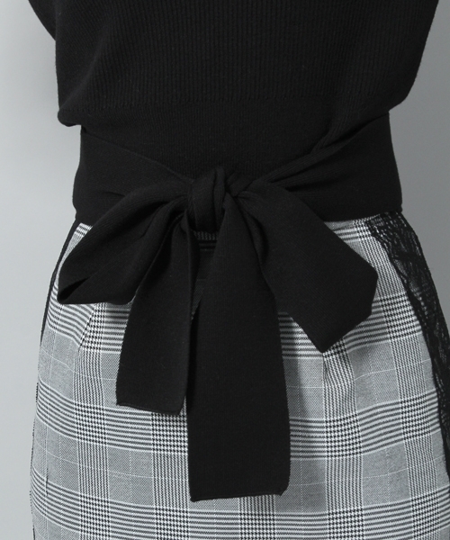 Andemiu（アンデミュウ）の「スカラップリボンベルトニット778546（ニット/セーター・レディース・ネイビー/ブラック/ピンク/オフホワイト/マスタード・FREE）」の21枚目の写真