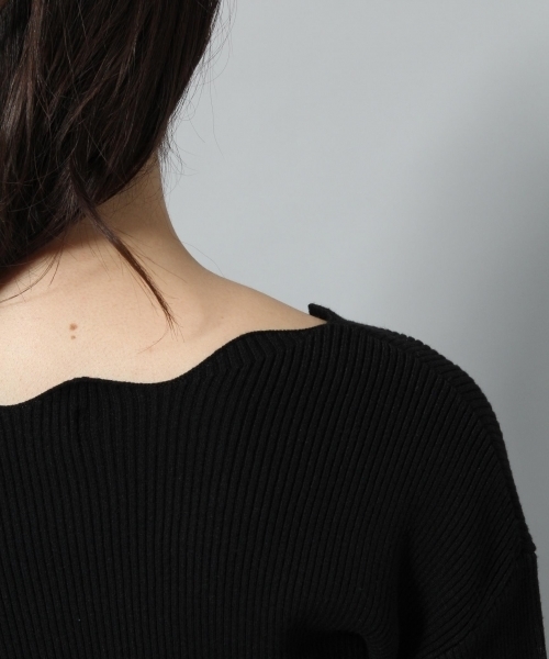 Andemiu（アンデミュウ）の「スカラップリボンベルトニット778546（ニット/セーター・レディース・ネイビー/ブラック/ピンク/オフホワイト/マスタード・FREE）」の9枚目の写真