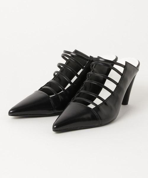 MURUA（ムルーア）の「ボーダーストラップミュール（パンプス・レディース・その他1/シルバー/ブラック・35/36/37）」の2枚目の写真