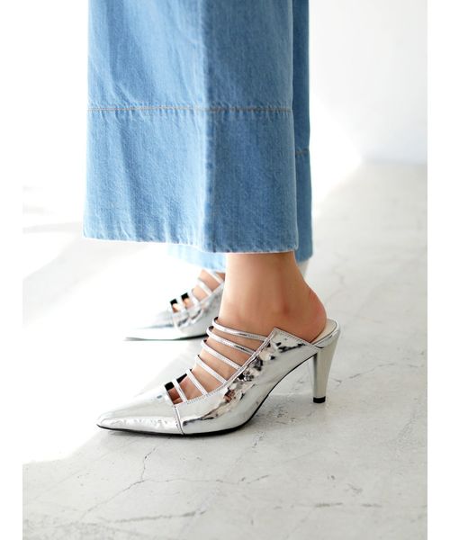 MURUA（ムルーア）の「ボーダーストラップミュール（パンプス・レディース・その他1/シルバー/ブラック・35/36/37）」の8枚目の写真