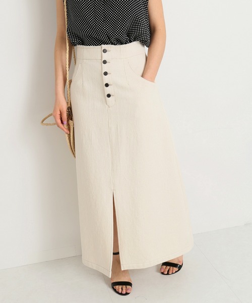 IENA（イエナ）の「ボタンフライトラペーズスカート◆（デニムスカート・レディース・ナチュラル/ブルー系その他・34/36/38/40）」の2枚目の写真