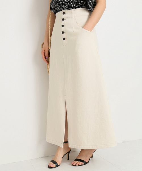 IENA（イエナ）の「ボタンフライトラペーズスカート◆（デニムスカート・レディース・ナチュラル/ブルー系その他・34/36/38/40）」の4枚目の写真