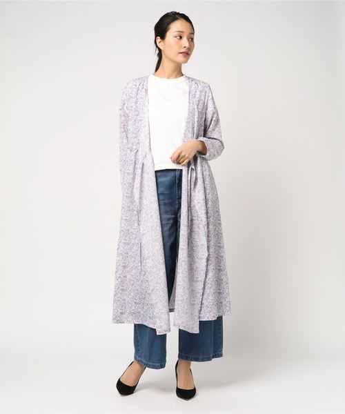 Samansa Mos2 Blue サマンサモスモスブルー の 花柄ウエストリボンワンピース ワンピース Wear