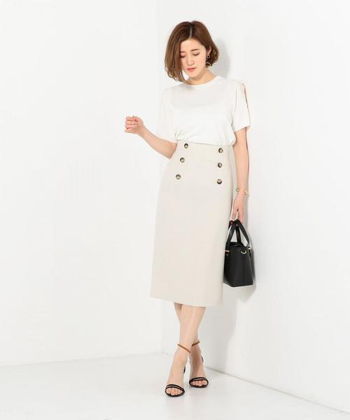 Jewel Changes（ジュエルチェンジズ）の「〓JOC オープン/スリーブ シシュウレース プルオーバー（ニット/セーター・レディース・ホワイト/ダークグリーン/イエロー・FREE）」の5枚目の写真