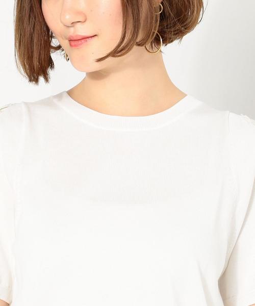 Jewel Changes（ジュエルチェンジズ）の「〓JOC オープン/スリーブ シシュウレース プルオーバー（ニット/セーター・レディース・ホワイト/ダークグリーン/イエロー・FREE）」の4枚目の写真