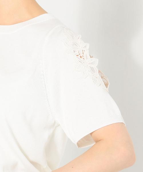 Jewel Changes（ジュエルチェンジズ）の「〓JOC オープン/スリーブ シシュウレース プルオーバー（ニット/セーター・レディース・ホワイト/ダークグリーン/イエロー・FREE）」の14枚目の写真