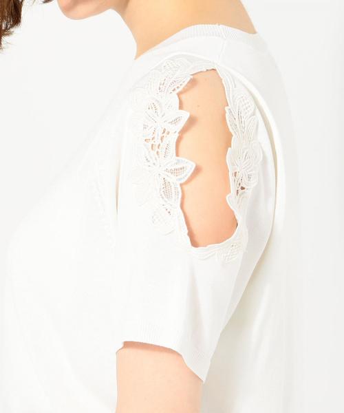 Jewel Changes（ジュエルチェンジズ）の「〓JOC オープン/スリーブ シシュウレース プルオーバー（ニット/セーター・レディース・ホワイト/ダークグリーン/イエロー・FREE）」の13枚目の写真