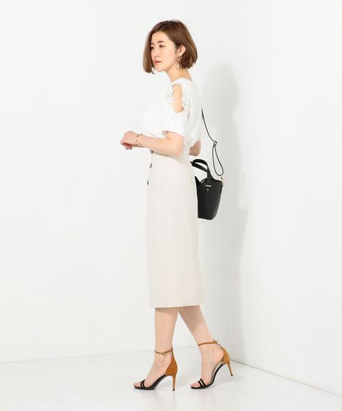 Jewel Changes（ジュエルチェンジズ）の「〓JOC オープン/スリーブ シシュウレース プルオーバー（ニット/セーター・レディース・ホワイト/ダークグリーン/イエロー・FREE）」の10枚目の写真