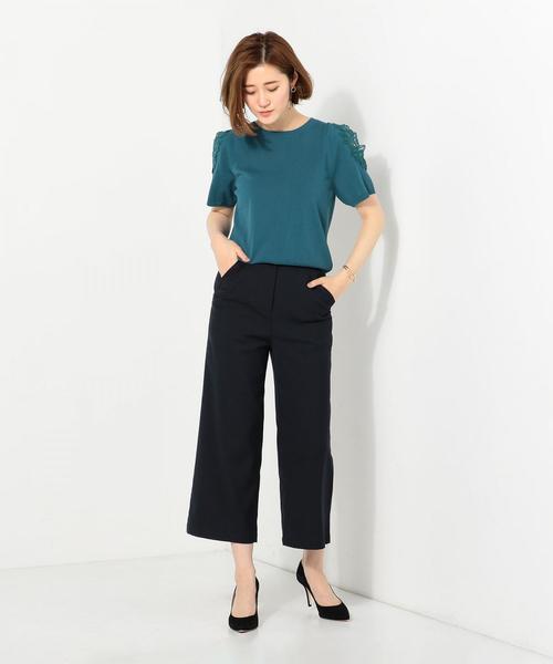 Jewel Changes（ジュエルチェンジズ）の「〓JOC オープン/スリーブ シシュウレース プルオーバー（ニット/セーター・レディース・ホワイト/ダークグリーン/イエロー・FREE）」の8枚目の写真