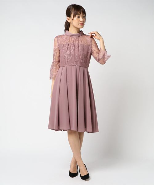 Dorry Doll(ドリードール)の「ロールカラー レース切替シフォンワンピースドレス(ドレス・レディース・ダークグリーン/ダークラベンダー/ブラック/ミント/ブルー系その他/ブルーグレー/ライトパープル/バーガンディー・38/LL)」の6枚目の写真