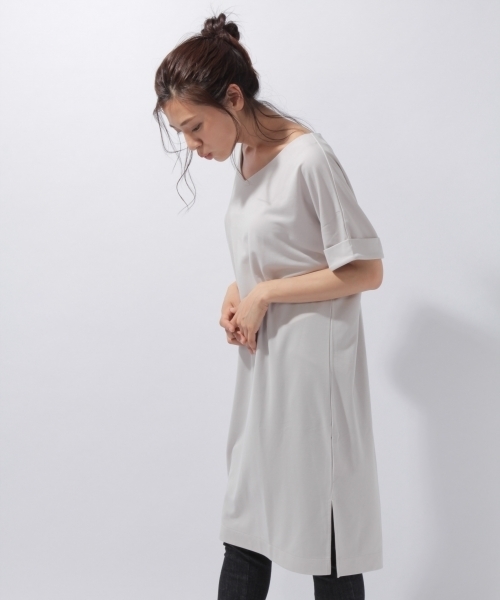 laboratory work（ラボラトリーワーク）の「ポンチＴシャツワンピース（ワンピース・レディース・ライトグレー/ネイビー/グリーン・MEDIUM）」の7枚目の写真