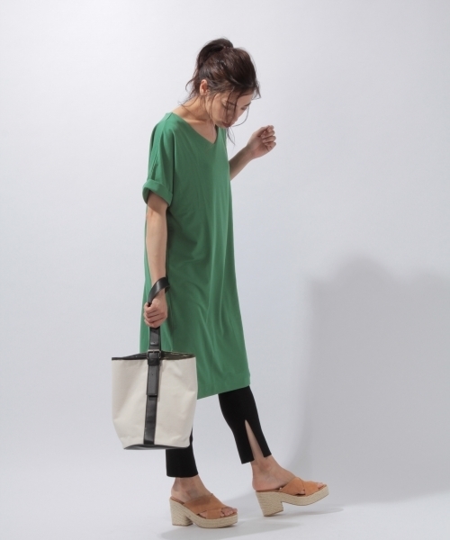 laboratory work（ラボラトリーワーク）の「ポンチＴシャツワンピース（ワンピース・レディース・ライトグレー/ネイビー/グリーン・MEDIUM）」の9枚目の写真