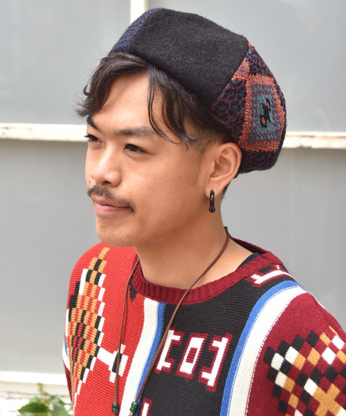 チャイハネ（チャイハネ）の「【チャイハネ】トリコベレー帽（ハンチング/ベレー帽・レディース・ブラック/ベージュ/グリーン・FREE）」の2枚目の写真