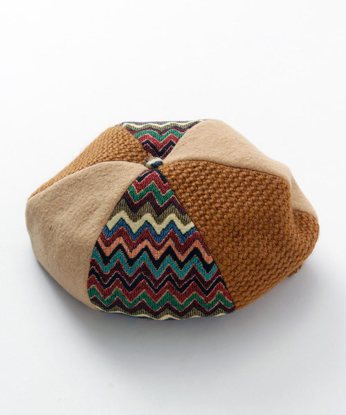 チャイハネ（チャイハネ）の「【チャイハネ】トリコベレー帽（ハンチング/ベレー帽・レディース・ブラック/ベージュ/グリーン・FREE）」の6枚目の写真