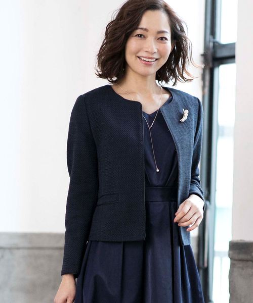 Ag By Aquagirl エージーバイアクアガール の Lサイズあり 洗える ツイードノーカラージャケット ノーカラージャケット Wear