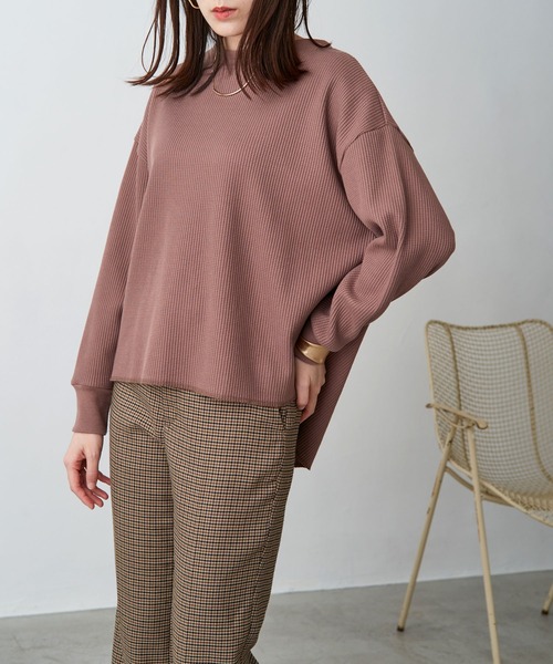 Chaco closet（チャコ クローゼット）の「オーバーサイズサーマルクルーネックプルオーバー（Tシャツ/カットソー・レディース・ブラック/オフホワイト/杢グレー/ベージュ/オリーブ/モカ・FREE）」の5枚目の写真