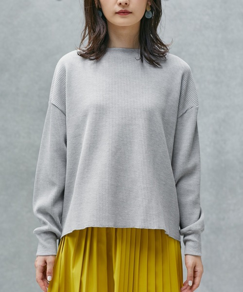 Chaco closet（チャコ クローゼット）の「オーバーサイズサーマルクルーネックプルオーバー（Tシャツ/カットソー・レディース・ブラック/オフホワイト/杢グレー/ベージュ/オリーブ/モカ・FREE）」の15枚目の写真