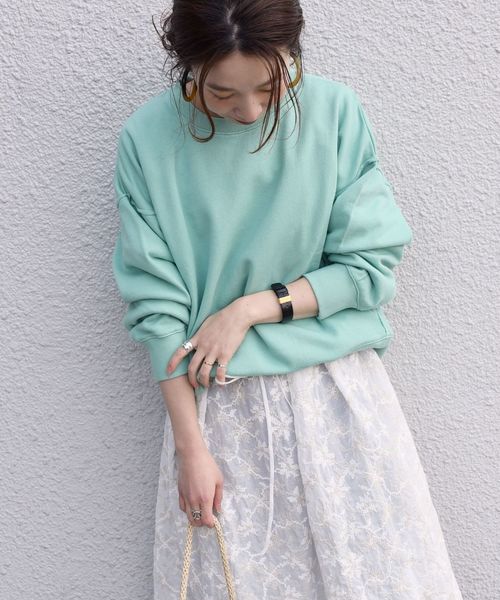 SHIPS（シップス）の「81BRANCA スウェットプルオーバー◇（スウェット・レディース・ネイビー/オフホワイト/ライトグリーン・ONE SIZE）」の8枚目の写真