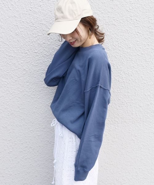 SHIPS（シップス）の「81BRANCA スウェットプルオーバー◇（スウェット・レディース・ネイビー/オフホワイト/ライトグリーン・ONE SIZE）」の14枚目の写真