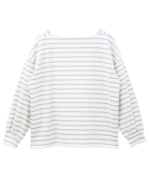 Luz Llena(ラズレナ)の「バルーンスリーブボーダーTOPS(Tシャツ/カットソー・レディース・ブラック/ベージュ・MEDIUM)」の1枚目の写真