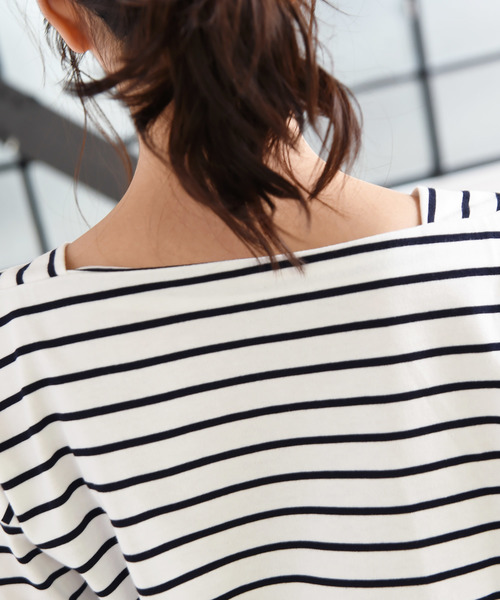 Luz Llena(ラズレナ)の「バルーンスリーブボーダーTOPS(Tシャツ/カットソー・レディース・ブラック/ベージュ・MEDIUM)」の14枚目の写真
