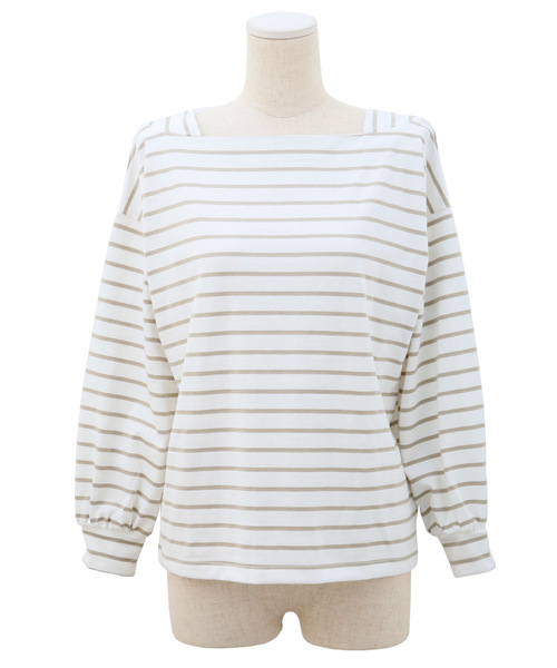 Luz Llena(ラズレナ)の「バルーンスリーブボーダーTOPS(Tシャツ/カットソー・レディース・ブラック/ベージュ・MEDIUM)」の13枚目の写真