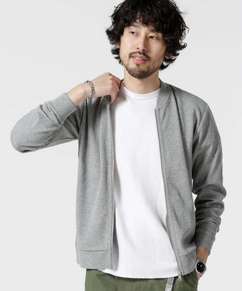 NANO universe（ナノユニバース）の「マイクロワッフルＺＩＰカットカーディガン（ブルゾン・メンズ・トップグレー/ネイビー/オリーブ/クリーム・X-LARGE/SMALL/LARGE/MEDIUM）」の2枚目の写真