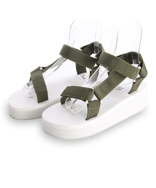 VIVIAN(ヴィヴィアン)の「ベルクロスポーツ厚底サンダル(サンダル・レディース・レッド/ブラック/グレー/カーキ/ネイビー/ホワイト・M/LL/SS/S/L)」の15枚目の写真