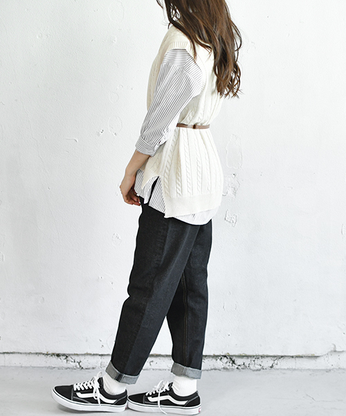 PairPair（ペアペア）の「リブ編み定番ニットベスト（ベスト・レディース・ブラック/アイボリー・FREE）」の21枚目の写真