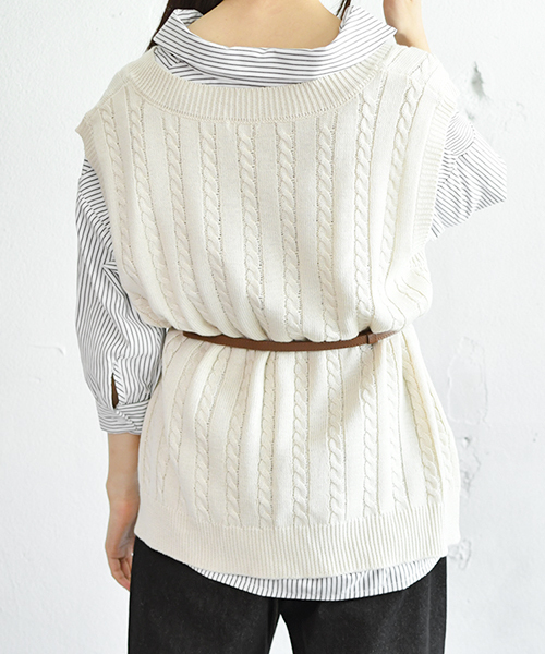 PairPair（ペアペア）の「リブ編み定番ニットベスト（ベスト・レディース・ブラック/アイボリー・FREE）」の19枚目の写真