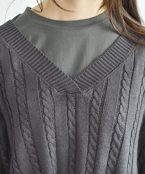 PairPair（ペアペア）の「リブ編み定番ニットベスト（ベスト・レディース・ブラック/アイボリー・FREE）」の8枚目の写真