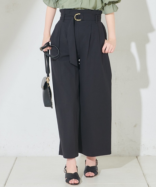 natural couture（ナチュラルクチュール）の「ウッド調丸カンベルトワイドパンツ（その他パンツ・レディース・ブラック/ベージュ/カーキ/ベージュ系その他/オレンジ系その他/ライトベージュ・FREE）」の2枚目の写真