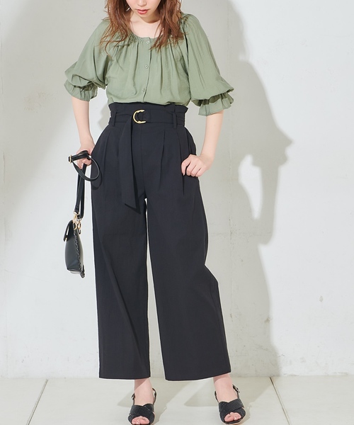 natural couture（ナチュラルクチュール）の「ウッド調丸カンベルトワイドパンツ（その他パンツ・レディース・ブラック/ベージュ/カーキ/ベージュ系その他/オレンジ系その他/ライトベージュ・FREE）」の8枚目の写真