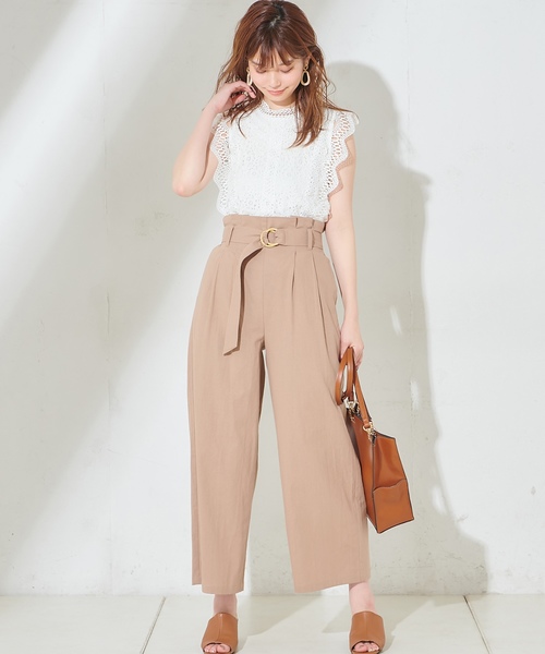 natural couture（ナチュラルクチュール）の「ウッド調丸カンベルトワイドパンツ（その他パンツ・レディース・ブラック/ベージュ/カーキ/ベージュ系その他/オレンジ系その他/ライトベージュ・FREE）」の9枚目の写真