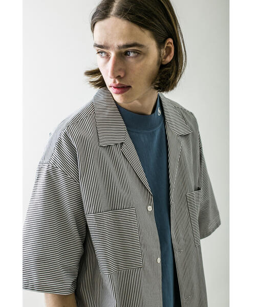 MONKEY TIME（モンキータイム）の「＜monkey time＞ OX STRIPE CROPPED OPEN SHIRT/クロップドシャツ（シャツ/ブラウス・メンズ・ブラック/ダークブラウン/ライラック・SMALL/MEDIUM/LARGE/X-LARGE）」の14枚目の写真