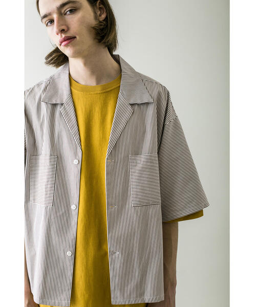 MONKEY TIME（モンキータイム）の「＜monkey time＞ OX STRIPE CROPPED OPEN SHIRT/クロップドシャツ（シャツ/ブラウス・メンズ・ブラック/ダークブラウン/ライラック・SMALL/MEDIUM/LARGE/X-LARGE）」の9枚目の写真