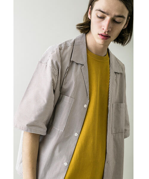 MONKEY TIME（モンキータイム）の「＜monkey time＞ OX STRIPE CROPPED OPEN SHIRT/クロップドシャツ（シャツ/ブラウス・メンズ・ブラック/ダークブラウン/ライラック・SMALL/MEDIUM/LARGE/X-LARGE）」の12枚目の写真