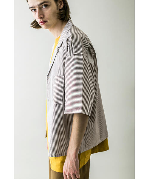 MONKEY TIME（モンキータイム）の「＜monkey time＞ OX STRIPE CROPPED OPEN SHIRT/クロップドシャツ（シャツ/ブラウス・メンズ・ブラック/ダークブラウン/ライラック・SMALL/MEDIUM/LARGE/X-LARGE）」の19枚目の写真