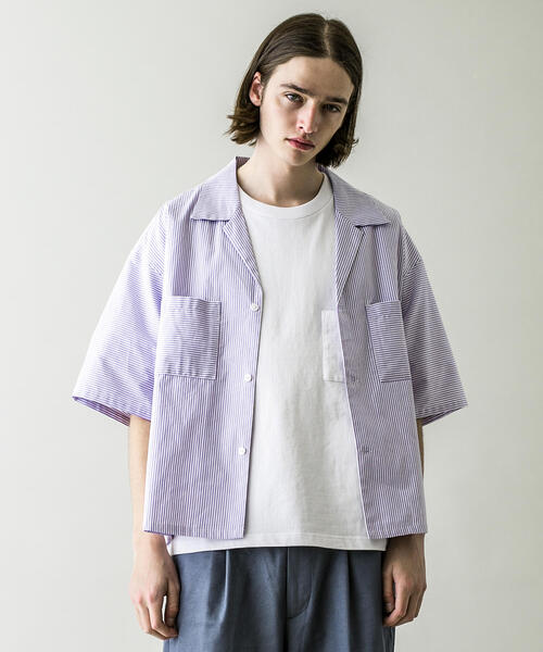 MONKEY TIME（モンキータイム）の「＜monkey time＞ OX STRIPE CROPPED OPEN SHIRT/クロップドシャツ（シャツ/ブラウス・メンズ・ブラック/ダークブラウン/ライラック・SMALL/MEDIUM/LARGE/X-LARGE）」の17枚目の写真