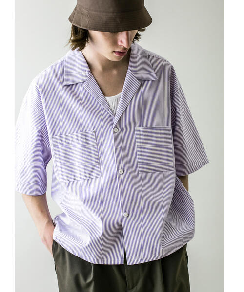 MONKEY TIME（モンキータイム）の「＜monkey time＞ OX STRIPE CROPPED OPEN SHIRT/クロップドシャツ（シャツ/ブラウス・メンズ・ブラック/ダークブラウン/ライラック・SMALL/MEDIUM/LARGE/X-LARGE）」の13枚目の写真