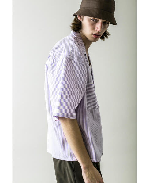 MONKEY TIME（モンキータイム）の「＜monkey time＞ OX STRIPE CROPPED OPEN SHIRT/クロップドシャツ（シャツ/ブラウス・メンズ・ブラック/ダークブラウン/ライラック・SMALL/MEDIUM/LARGE/X-LARGE）」の20枚目の写真