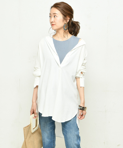 DouDou（ドゥドゥ）の「ウエストベルトシャツ（シャツ/ブラウス・レディース・ホワイト/ダークブラウン/ベージュ/ピンク/ブラック・FREE）」の16枚目の写真