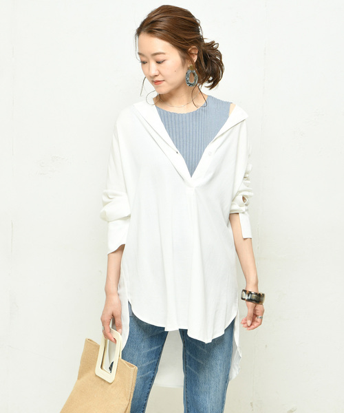 DouDou（ドゥドゥ）の「ウエストベルトシャツ（シャツ/ブラウス・レディース・ホワイト/ダークブラウン/ベージュ/ピンク/ブラック・FREE）」の17枚目の写真