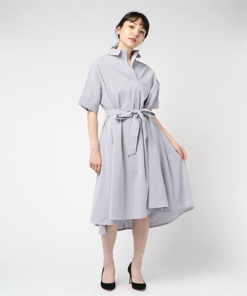 axes femme（アクシーズファム）の「後ろ編上半袖ストライプ