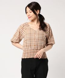前後2WAYチェックブラウス