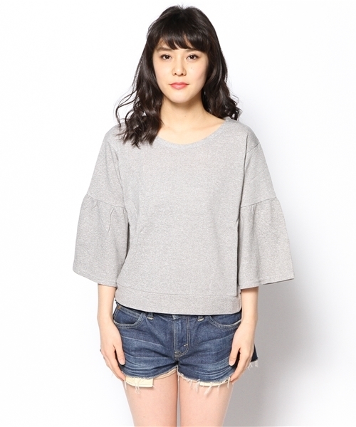 mystic（ミスティック）の「裏毛ワッフル袖プルオーバー（Tシャツ/カットソー・レディース・ブルー/グレー/アイボリー・ﾌﾘ-）」の7枚目の写真