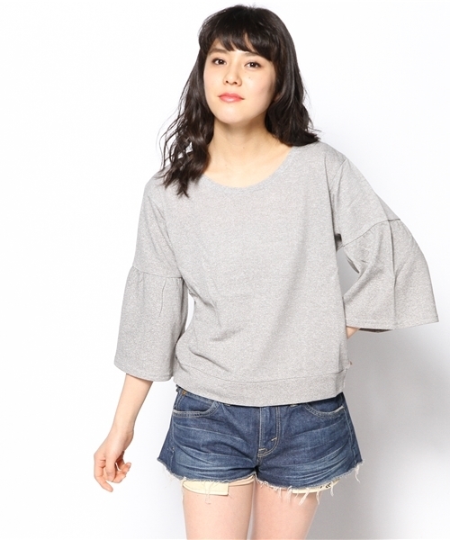 mystic（ミスティック）の「裏毛ワッフル袖プルオーバー（Tシャツ/カットソー・レディース・ブルー/グレー/アイボリー・ﾌﾘ-）」の4枚目の写真